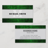 Monogram Green Grunge Background #2 Visitenkarte (Vorne/Hinten)