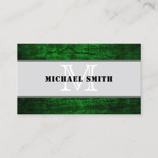 Monogram Green Grunge Background #2 Visitenkarte (Vorderseite)