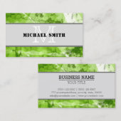 Monogram Green Grunge Background #4 Visitenkarte (Vorne/Hinten)