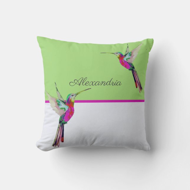 Monogram green Hummingbird Kissen (Vorderseite)