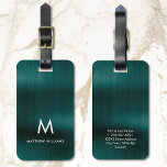 Monogram Green Imitats Metal Steel gestylt kundens Gepäckanhänger<br><div class="desc">Monogram Green Imitats Metal Steel Styling Custom Luggage Tag</div>
