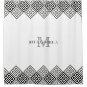 Monogram Green Key Motif Duschvorhang (Vorderseite)