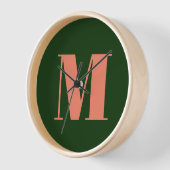 Monogram Green Letter Simple Modern Uhr (Winkel)
