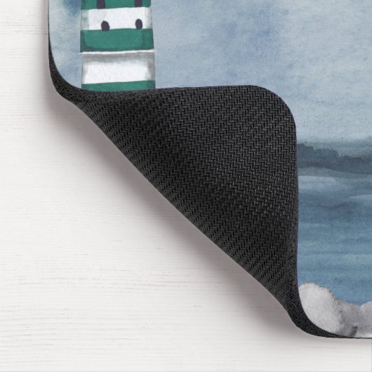 Monogram Green Lighthouse Wasserfarbe Kunst Mousepad (Ecke)