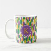 Monogram Green Lila Yellow Brushstrikes Muster Kaffeetasse (Links)