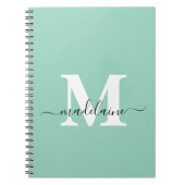 Monogram Green Notebook Custom Initial & Name Notizblock (Vorderseite)
