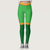 MONOGRAM GREEN ORANGE Farbe Combo mit Name Leggings (Vorderseite)