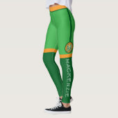 MONOGRAM GREEN ORANGE Farbe Combo mit Name Leggings (Links)