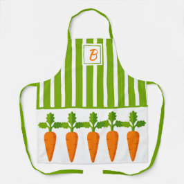 Monogram Green Strip mit Carrots Garden Girl Schürze
