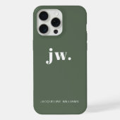 Monogram Green stylish Modern Minimalistisch iPhone Hülle (Rückseite)