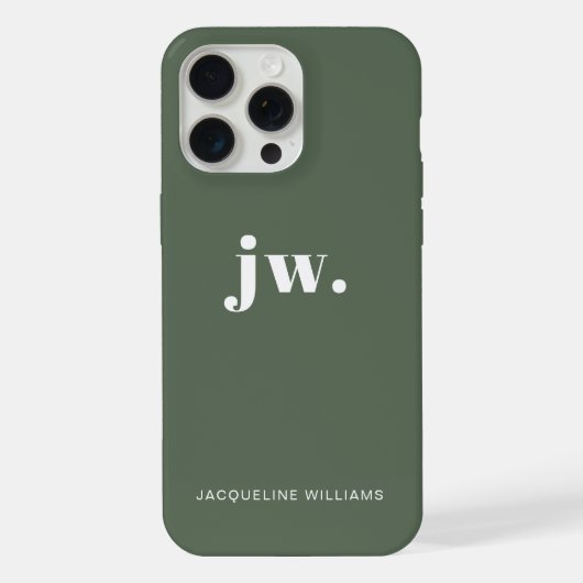 Monogram Green stylish Modern Minimalistisch iPhone Hülle (Rückseite)