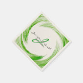 Monogram Green Swirl Abstrakt Art #2 Serviette (Ecke)