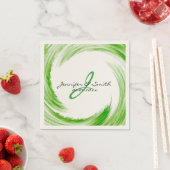 Monogram Green Swirl Abstrakt Art #2 Serviette (Beispiel)