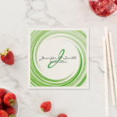 Monogram Green Swirl Abstrakt Art #3 Serviette (Beispiel)