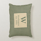 Monogram Green Tan Beige Buffalo Kariertes Land Dekokissen (Vorderseite(Vertikal))