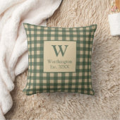 Monogram Green Tan Beige Buffalo Kariertes Land Kissen (Decke)