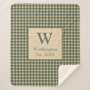 Monogram Green Tan Beige Buffalo Kariertes Land Sherpadecke