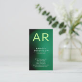 Monogram Green Trendy Consultant Business Card Visitenkarte (Stehend Vorderseite)