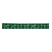 Monogram Green und Black Buffalo Kariert Satinband (Vorderseite)