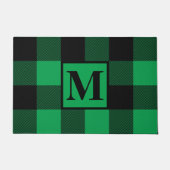 Monogram Green und Black Buffalo Karierte Weihnach Fußmatte (Vorderseite)