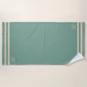 Monogram Green und Cream Stripes Elegant Strandtuch (Vorderseite)