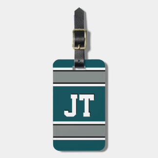 Monogram Green und Silver Sport Stripes Gepäckanhänger