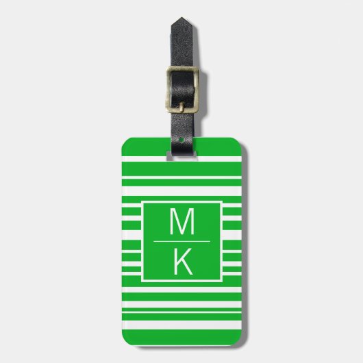 Monogram Green Uneven Striping GL Square Splitter Gepäckanhänger (Vorderseite vertikal)