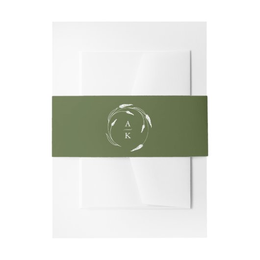 Monogram Green Wedding Einladungsbanderole (Vorderseite Beispiel)