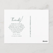 Monogram Green Wedding Foto Vielen Dank Postkarte (Rückseite)