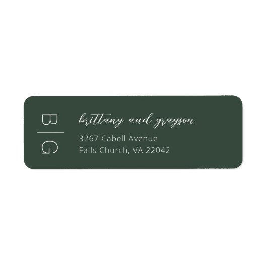 Monogram Green Wedding Return Address Label (Vorne)