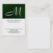 Monogram Green White Park Avenue Business Card Visitenkarte (Vorne/Hinten)