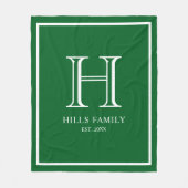 Monogram Green & White Wedding Couples Namen Fleecedecke (Vorderseite)