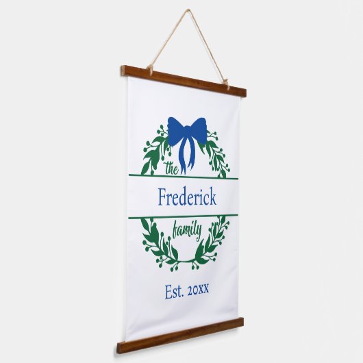 Monogram Green Wreath Family Name Wedding-Geschenk Wandteppich Mit Holzrahmen (Gewinkelt)