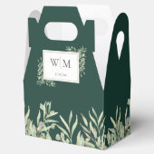 Monogram Greenerage Foliage Emerald Green Wedding Geschenkschachtel (Geöffnet)