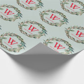 Monogram Greenerath Wreath Weihnachtsfeiertag Grün Geschenkpapier (Ecke)