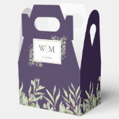 Monogram Greenerity Foliage Lila Wedding Geschenkschachtel (Geöffnet)