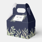 Monogram Greenerity Foliage Navy Blue Wedding Geschenkschachtel (Vorderseite)
