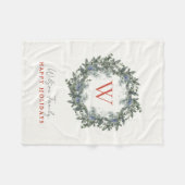 Monogram Greenerity Wreath Weihnachtsfeiertag Fleecedecke (Vorderseite (Horizontal))