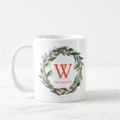 Monogram Greenerity Wreath Weihnachtsfeiertag Kaffeetasse (Links)
