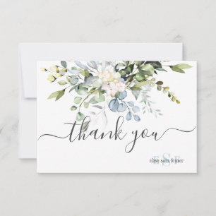 Monogram Greenery Blue Gum Eucalyptus Vielen Dank Dankeskarte