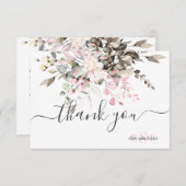 Monogram Greenery Blush Eukalyptus Fall Foliage Dankeskarte (Vorne/Hinten)
