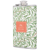 Monogram Greenery Botanical Pattern Green Orange Flachmann (Links)