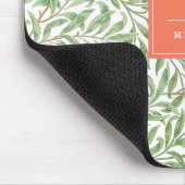Monogram Greenery Botanical Pattern Green Orange Mousepad (Ecke)