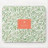 Monogram Greenery Botanical Pattern Green Orange Mousepad (Vorne)