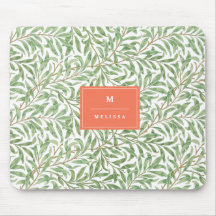 Monogram Greenery Botanical Pattern Green Orange