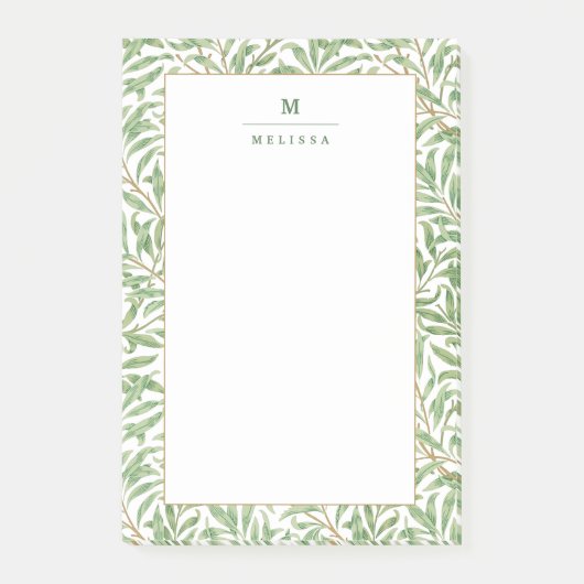 Monogram Greenery Botanical Pattern William Morris Post-it Klebezettel (Vorderseite)