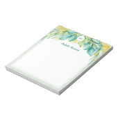 Monogram Greenery Eucalyptus Blätter Olive Notizblock (Rotiert)