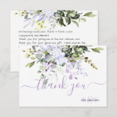 Monogram Greenery Eucalyptus Blätter Purple Flower Dankeskarte (Vorne/Hinten)