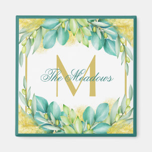 Monogram Greenery Eucalyptus Verlasse Olive Branch Magnet