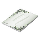 Monogram Greenery Floral Eukalyptus Blätter Notizblock (Rotiert)